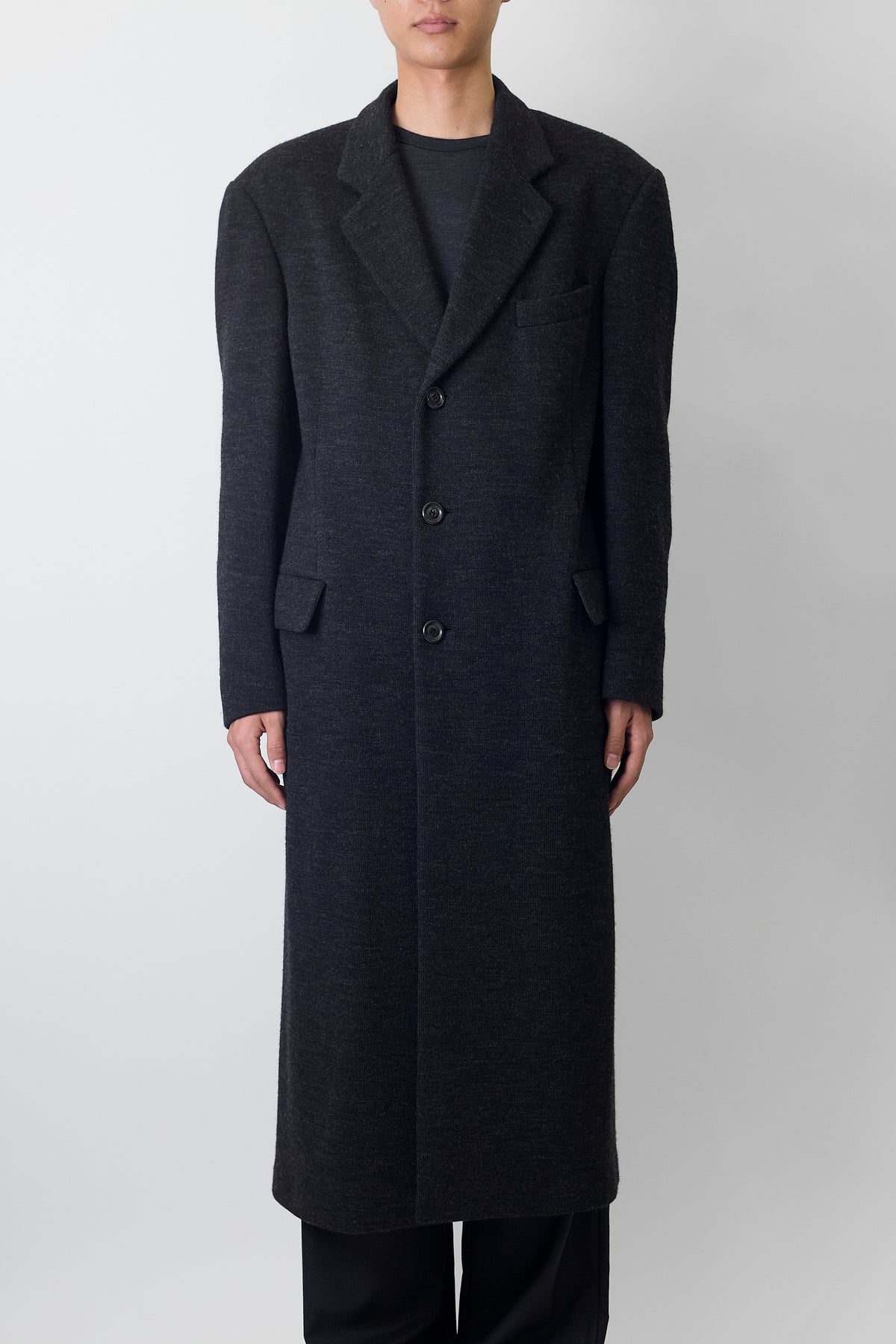 EMPORIO ARMANI  GRAY WOOL LONG COAT MADE IN ITALY