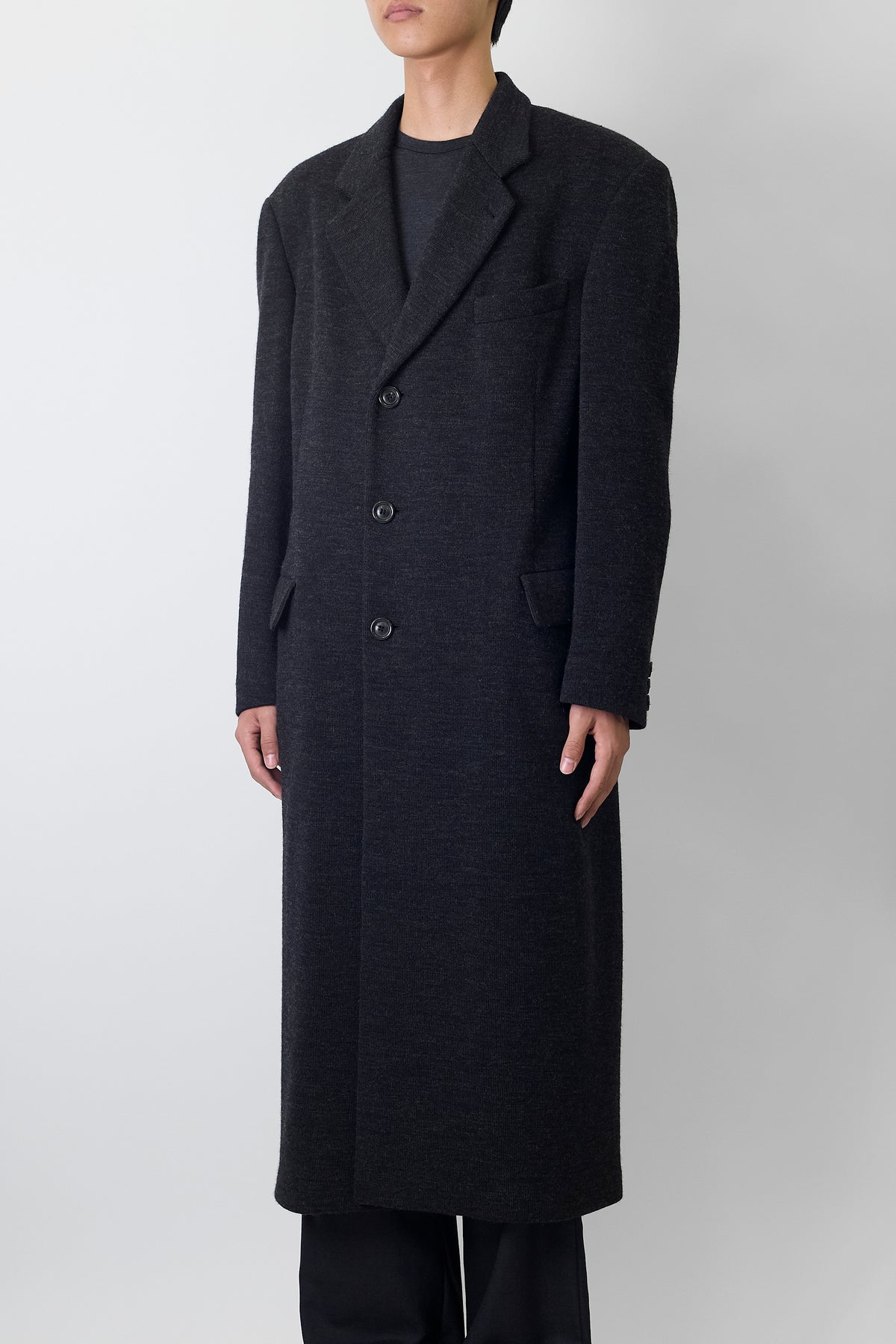 EMPORIO ARMANI  GRAY WOOL LONG COAT MADE IN ITALY