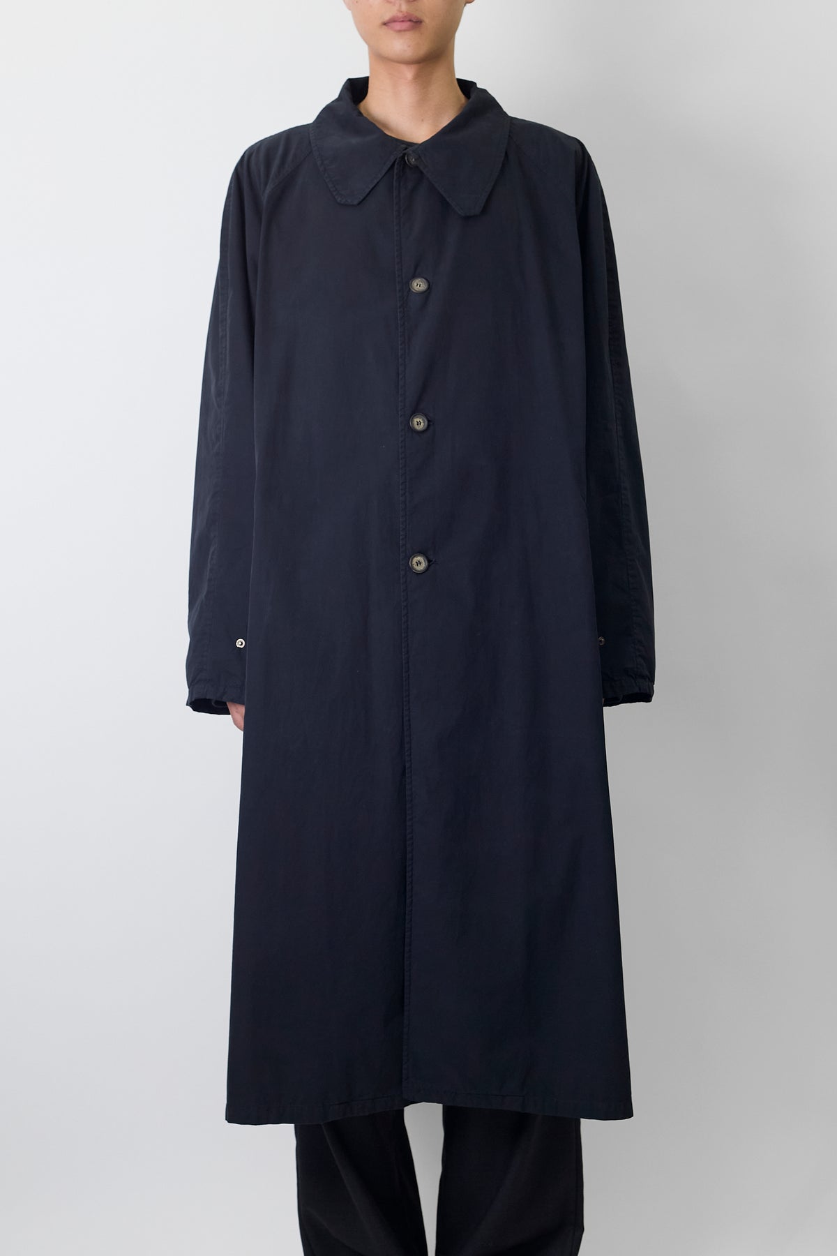 EMPORIO ARMANI FADED NAVY COTTON LONG COAT MADE IN ITALY