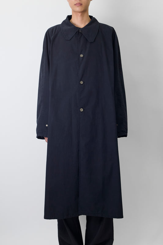 EMPORIO ARMANI FADED NAVY COTTON LONG COAT MADE IN ITALY