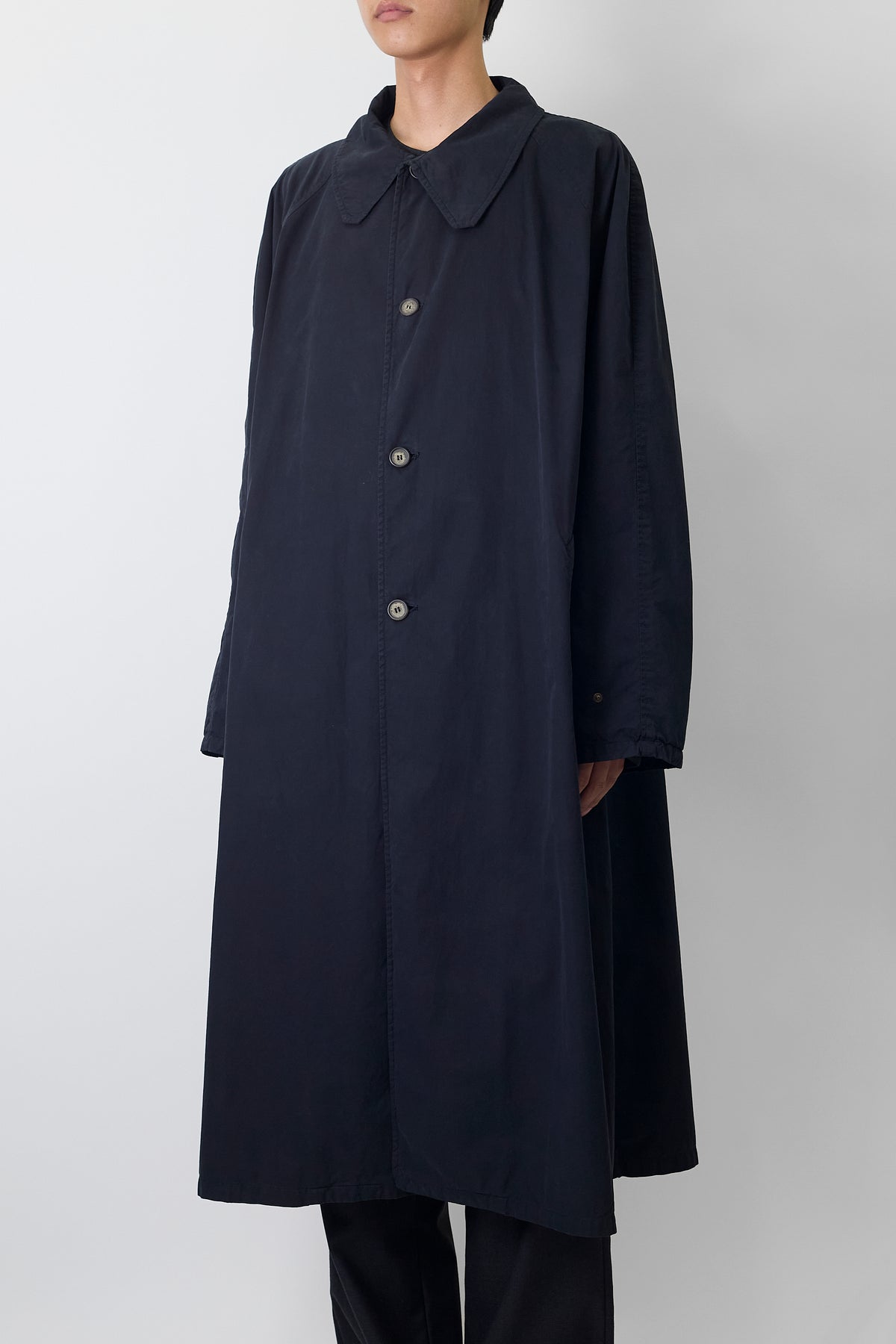 EMPORIO ARMANI FADED NAVY COTTON LONG COAT MADE IN ITALY