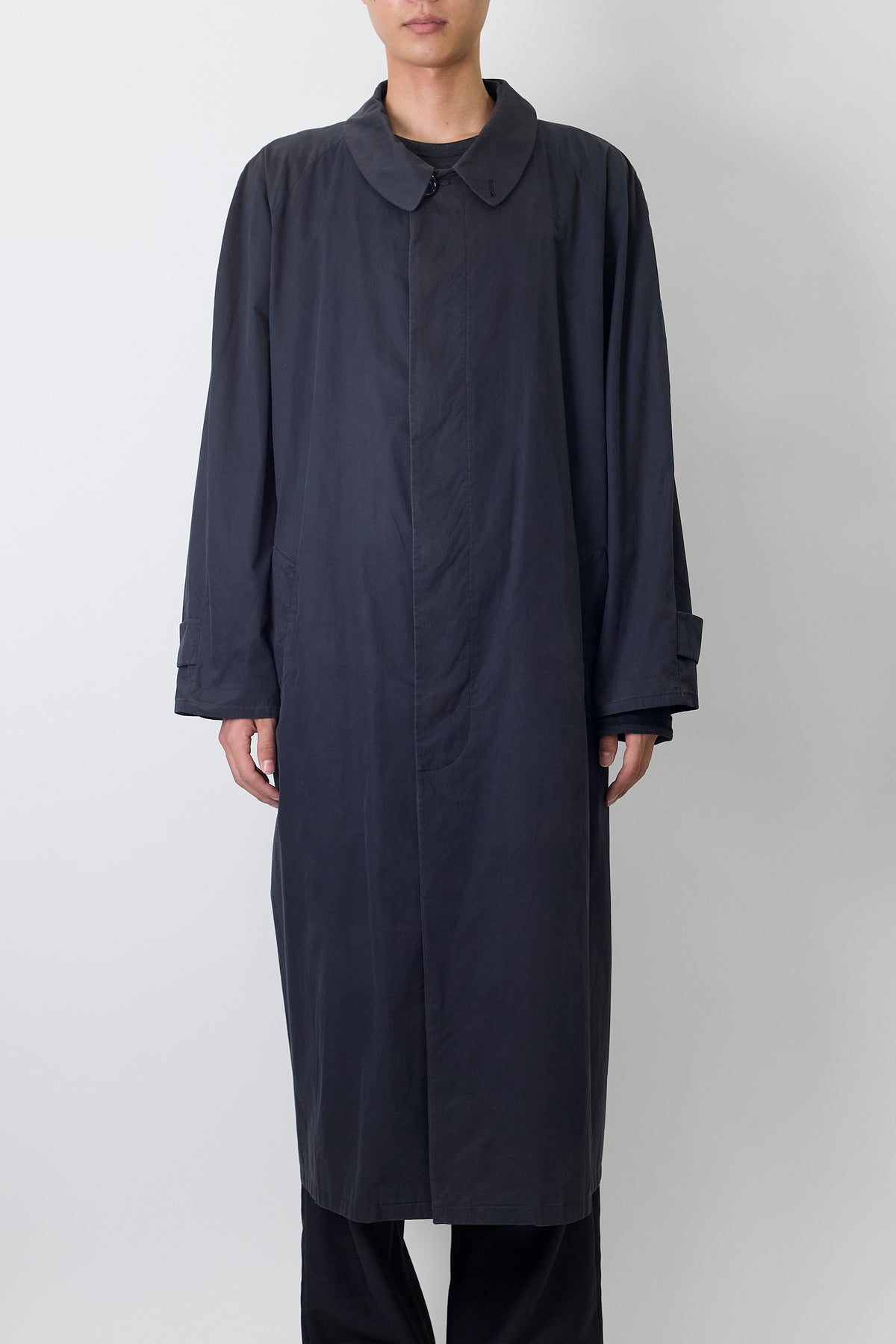 EMPORIO ARMANI NAVY COTTON LONG COAT MADE IN ITALY