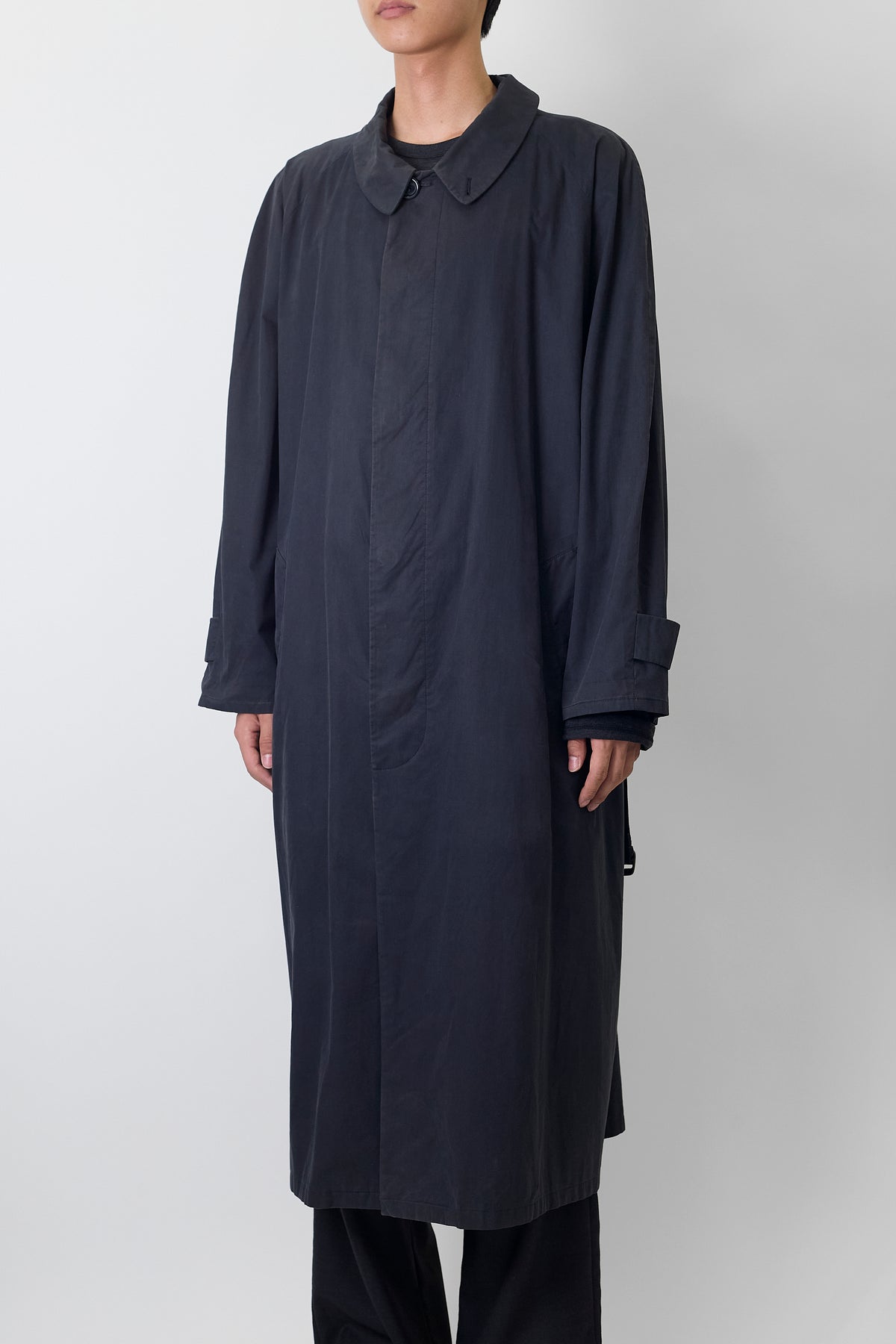 EMPORIO ARMANI NAVY COTTON LONG COAT MADE IN ITALY