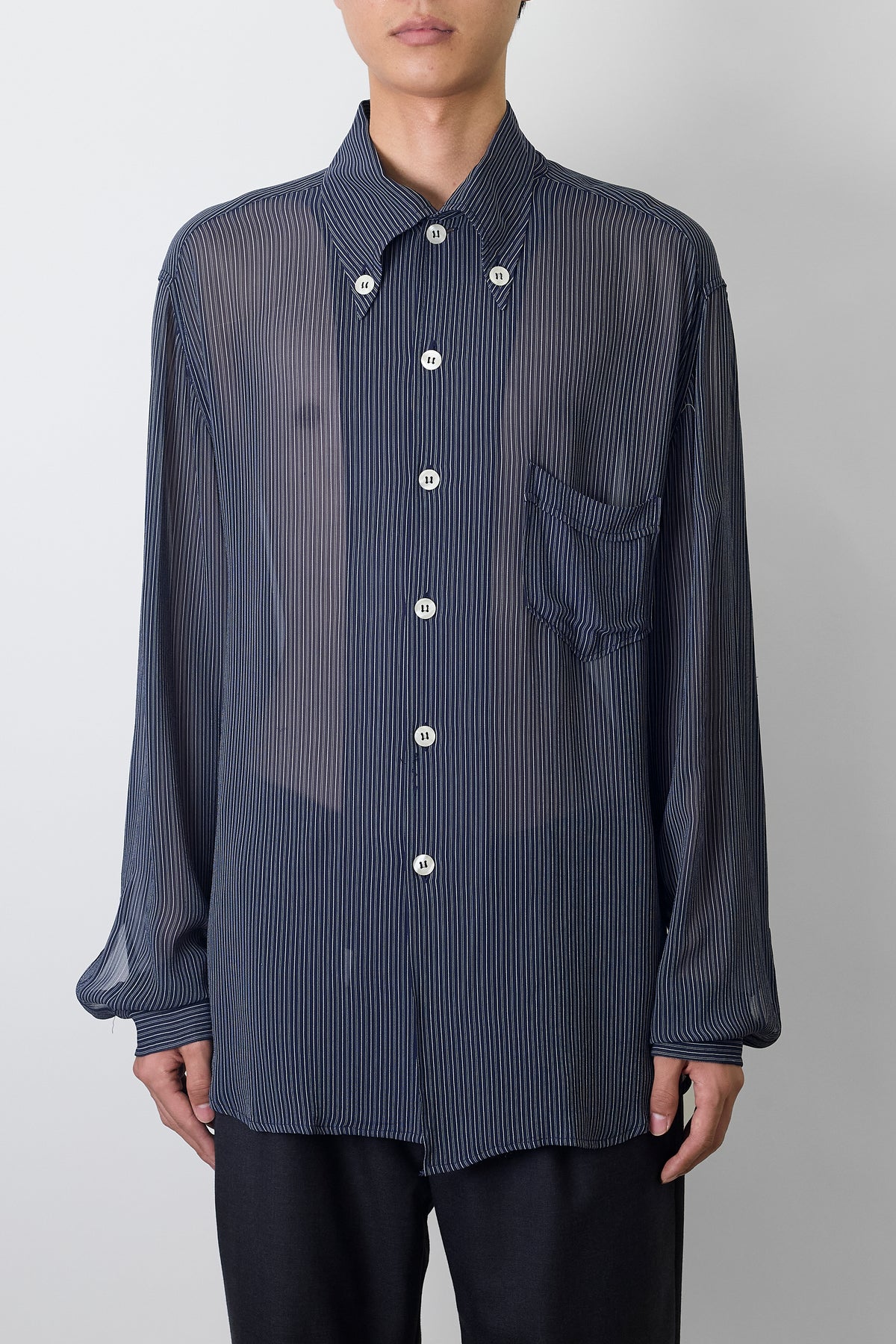EMPORIO ARMANI NAVY VISCOSE SHIRT JACKET MADE IN ITALY