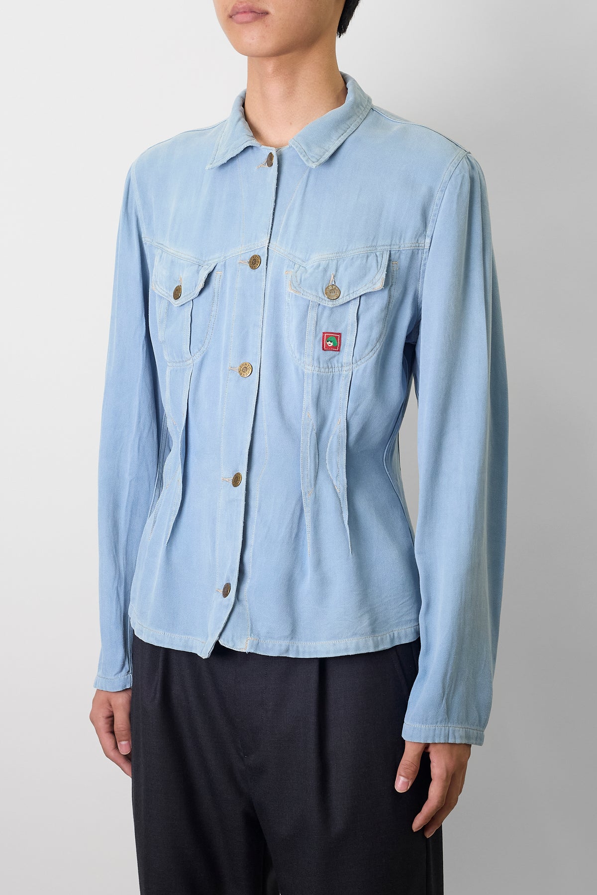 KENZO JEANS DESIGNED SKY BLUE DENIM SHIRT MADE IN FRANCE