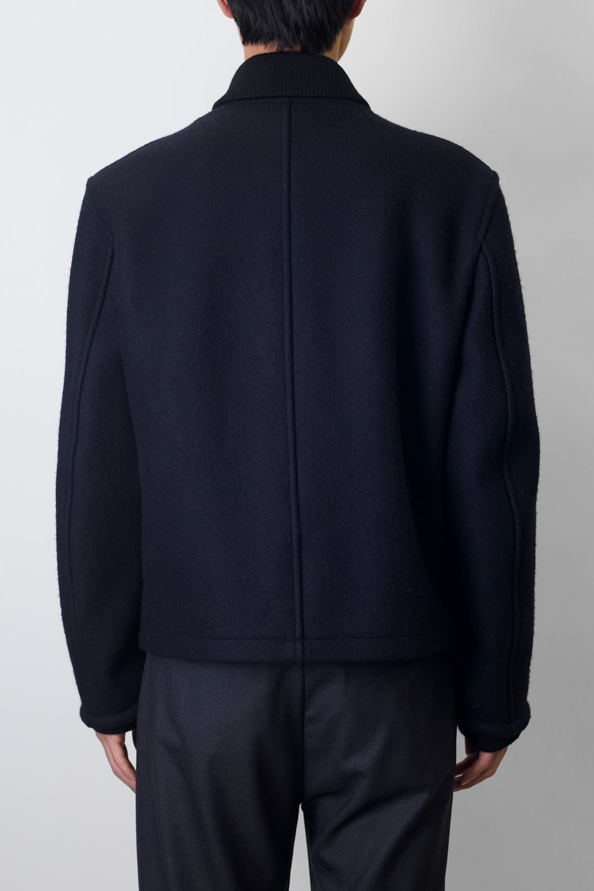 COMME DES GARCONS HOMME BLACK WOOL MELTON SHORT JACKET