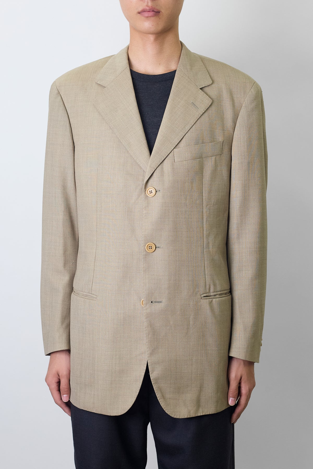 RAPHAEL BY ZEGNA BEIGE WOOL MOHAIR TAILORED JACKET MADE IN ITALY