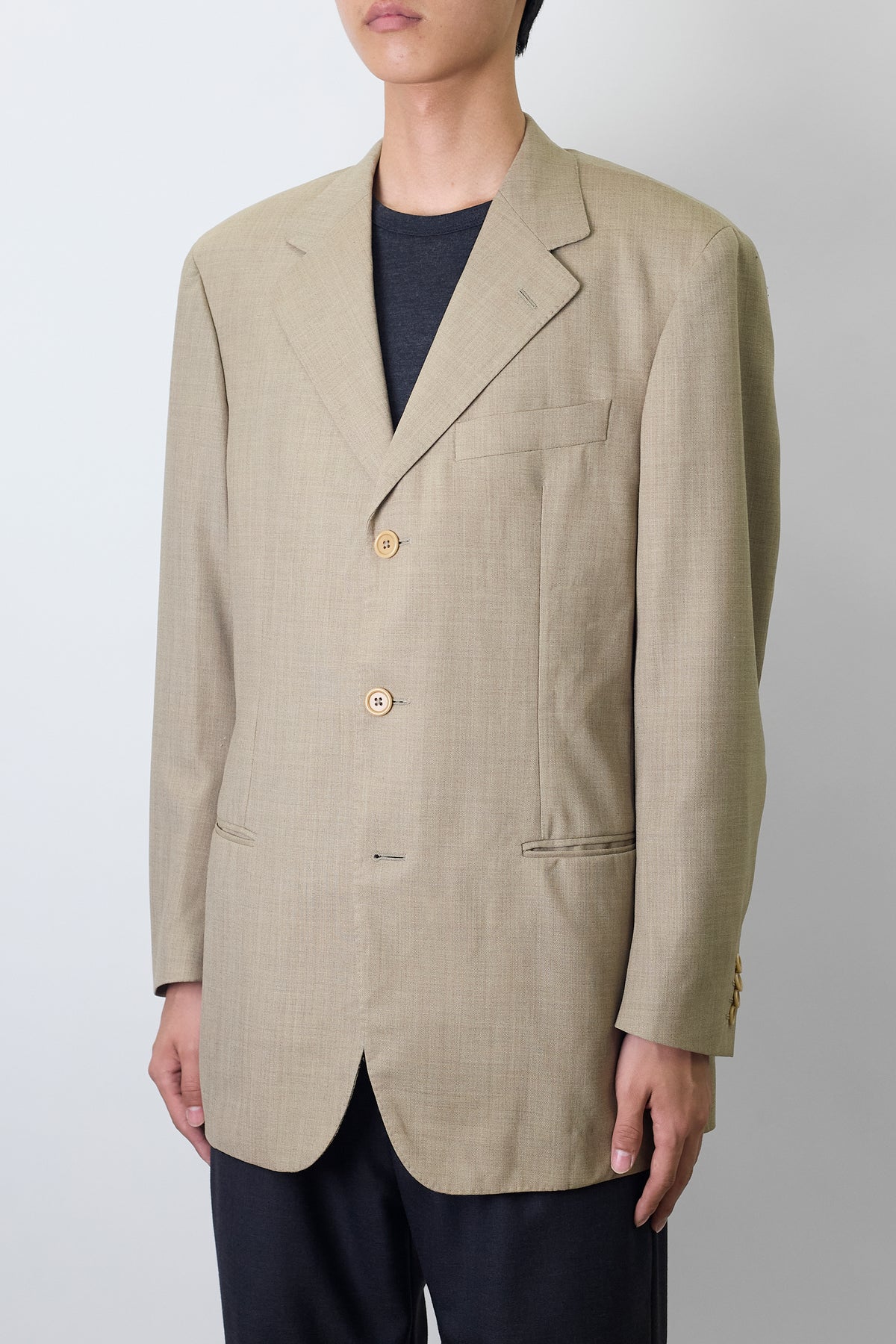 RAPHAEL BY ZEGNA BEIGE WOOL MOHAIR TAILORED JACKET MADE IN ITALY