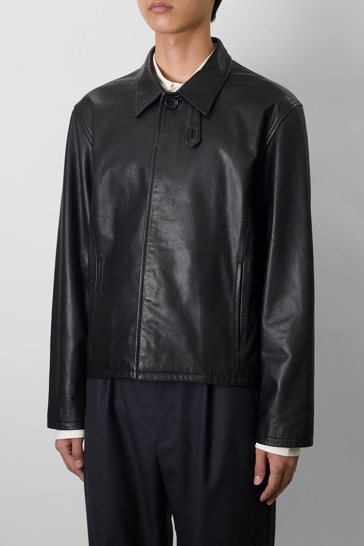 NTRUL MINIMAL LEATHER JACKET BLACK