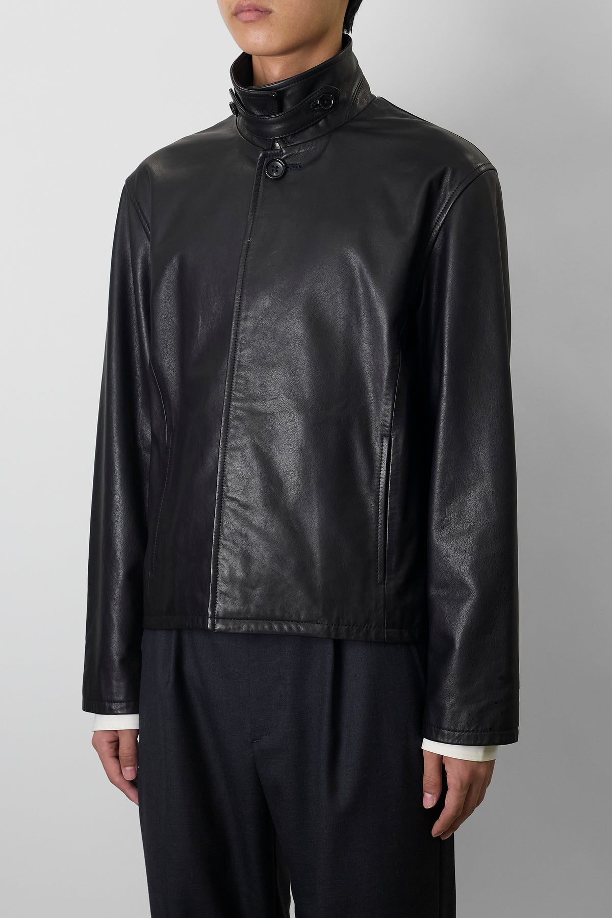NTRUL MINIMAL LEATHER JACKET BLACK