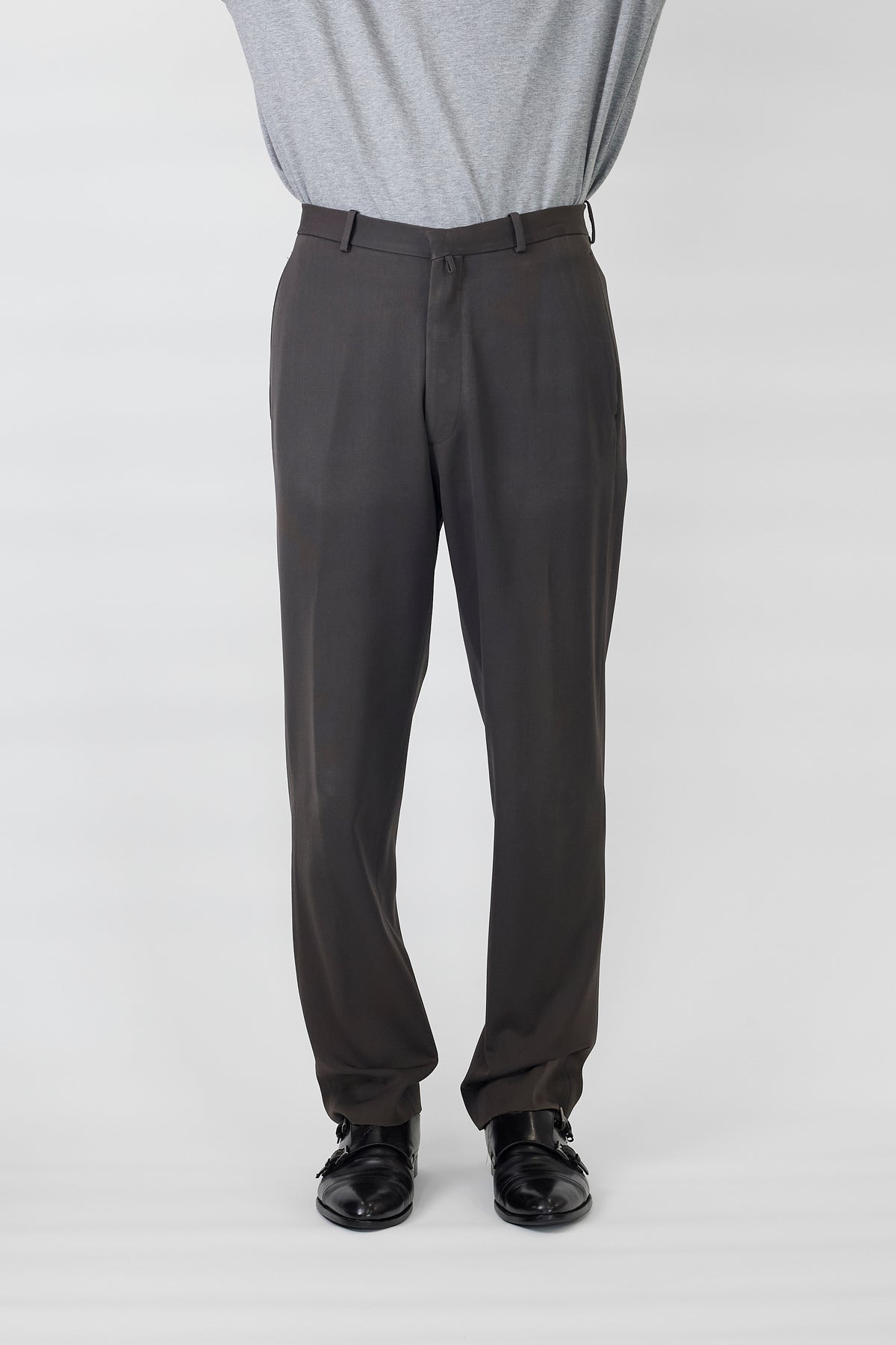 JIL SANDER BROWN KHAKI WOOL PANTS MADE IN ITALY