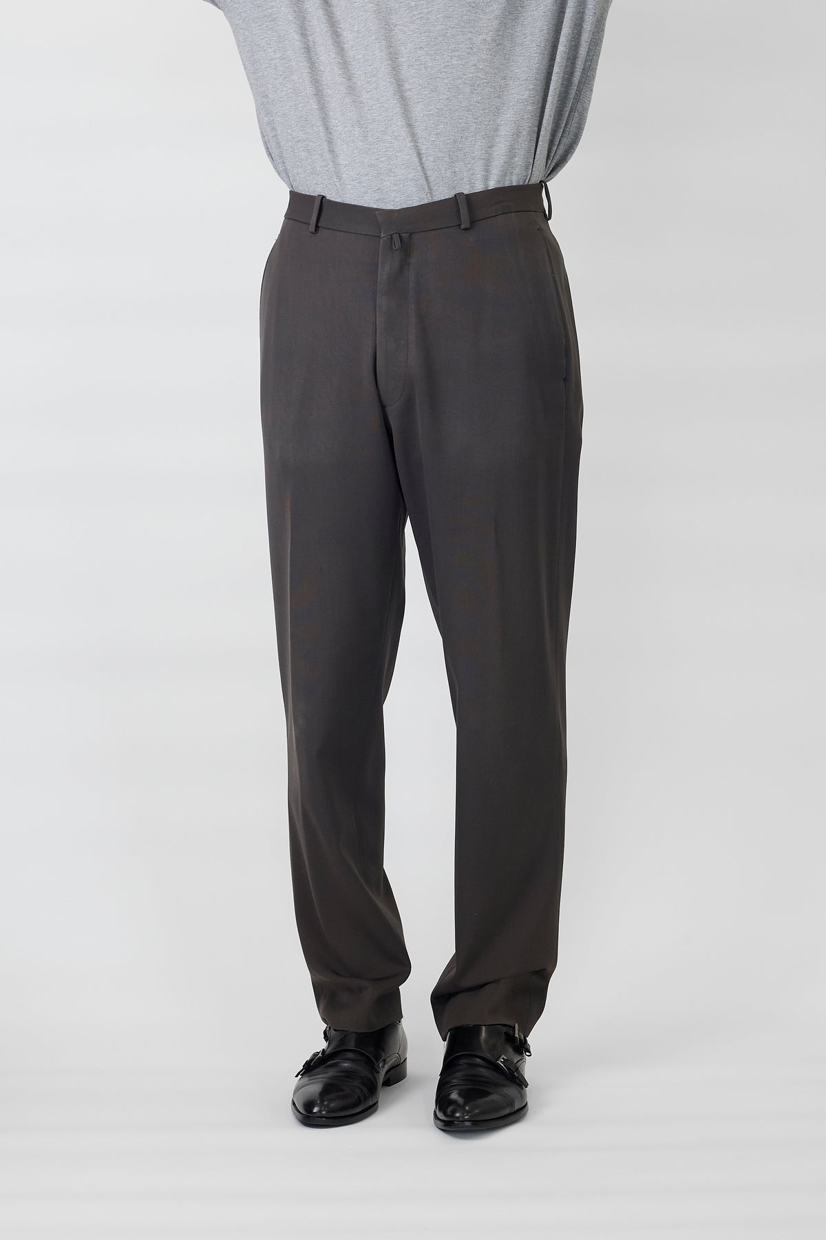 JIL SANDER BROWN KHAKI WOOL PANTS MADE IN ITALY