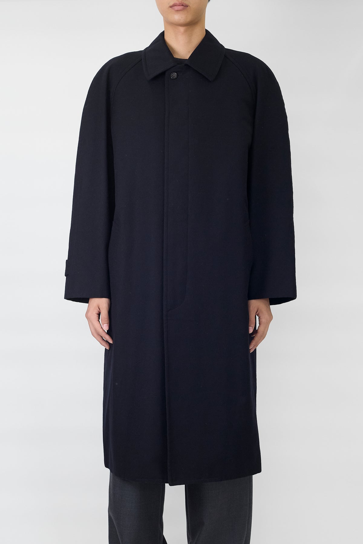 COMME DES GARCONS HOMME DEUX BLACK WOOL LONG COAT