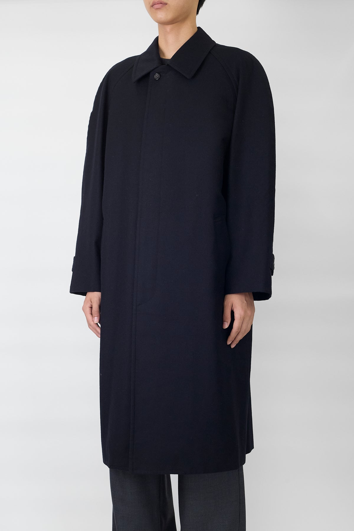 COMME DES GARCONS HOMME DEUX BLACK WOOL LONG COAT