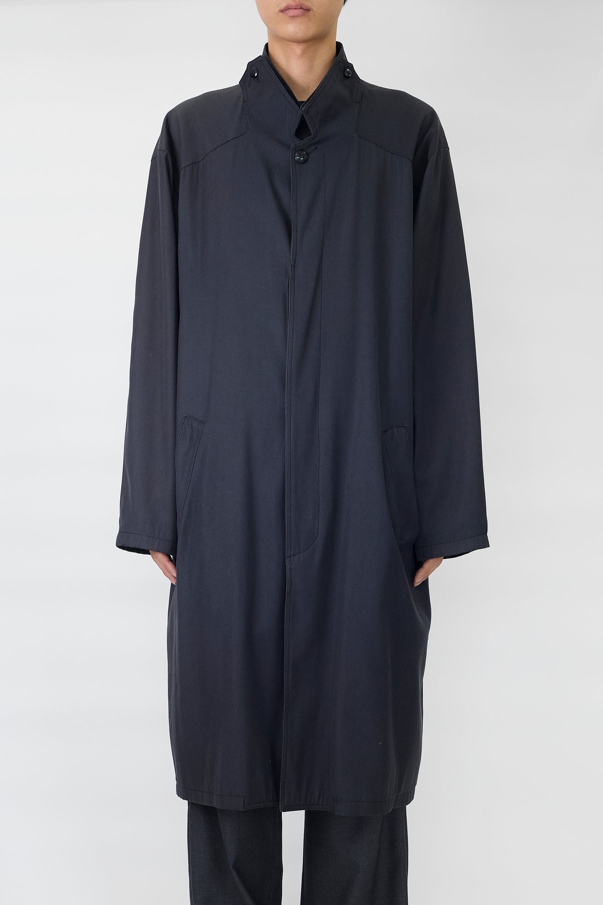 CLOSED BY FRANCOIS GIRBAUD DESIGNED GRAY NAVY WOOL LONG COAT MADE IN ITALY