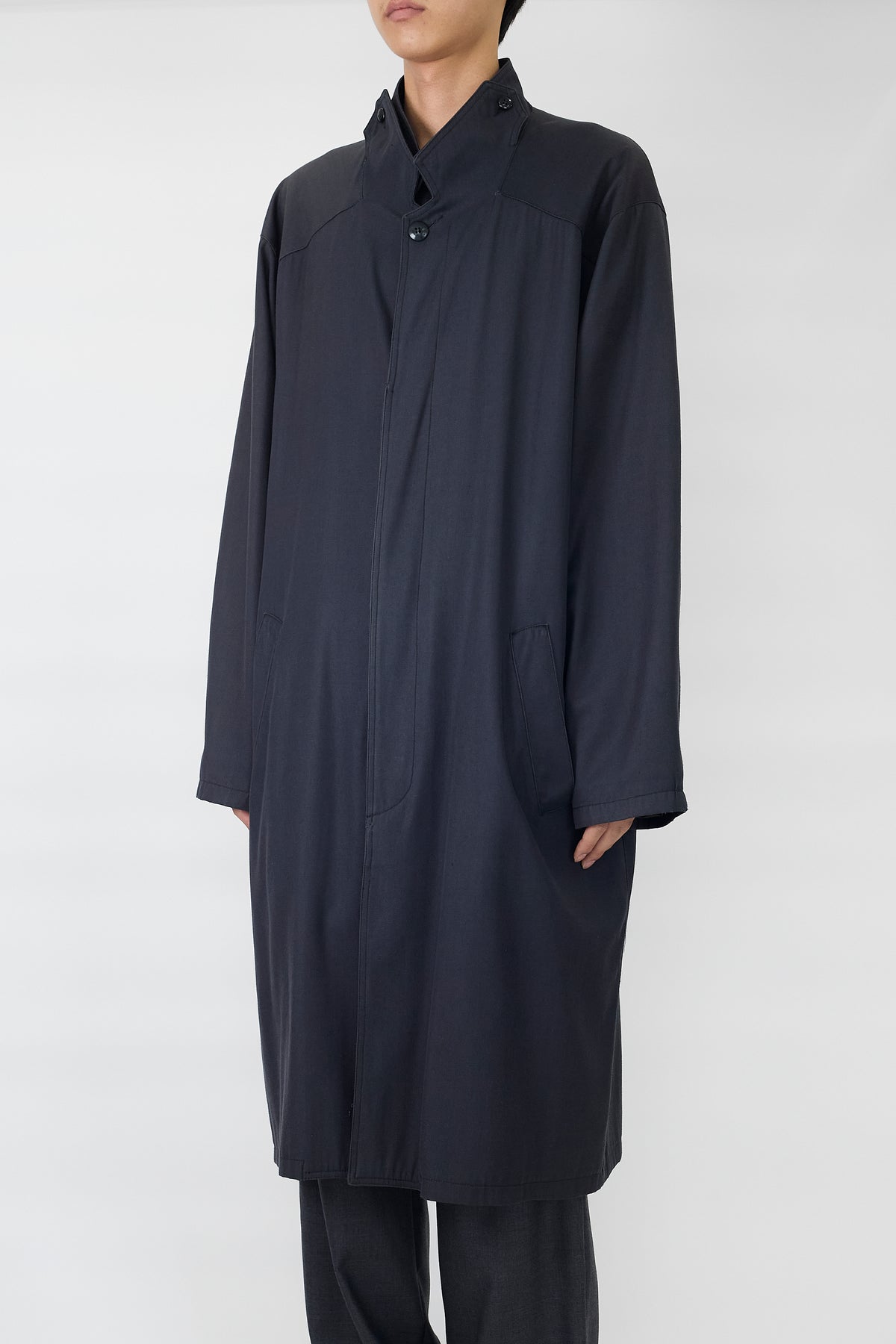 CLOSED BY FRANCOIS GIRBAUD DESIGNED GRAY NAVY WOOL LONG COAT MADE IN ITALY