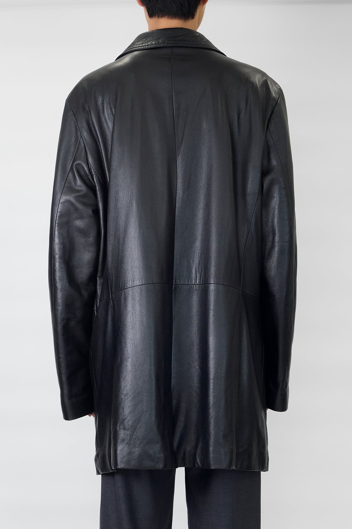VINTAGE BLACK LEATHER COAT MADE IN ITALY