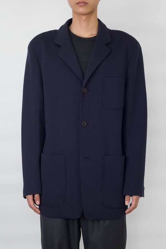ADOLFO DOMINGUEZ NAVY WOOL JACKET MADE IN SPAIN