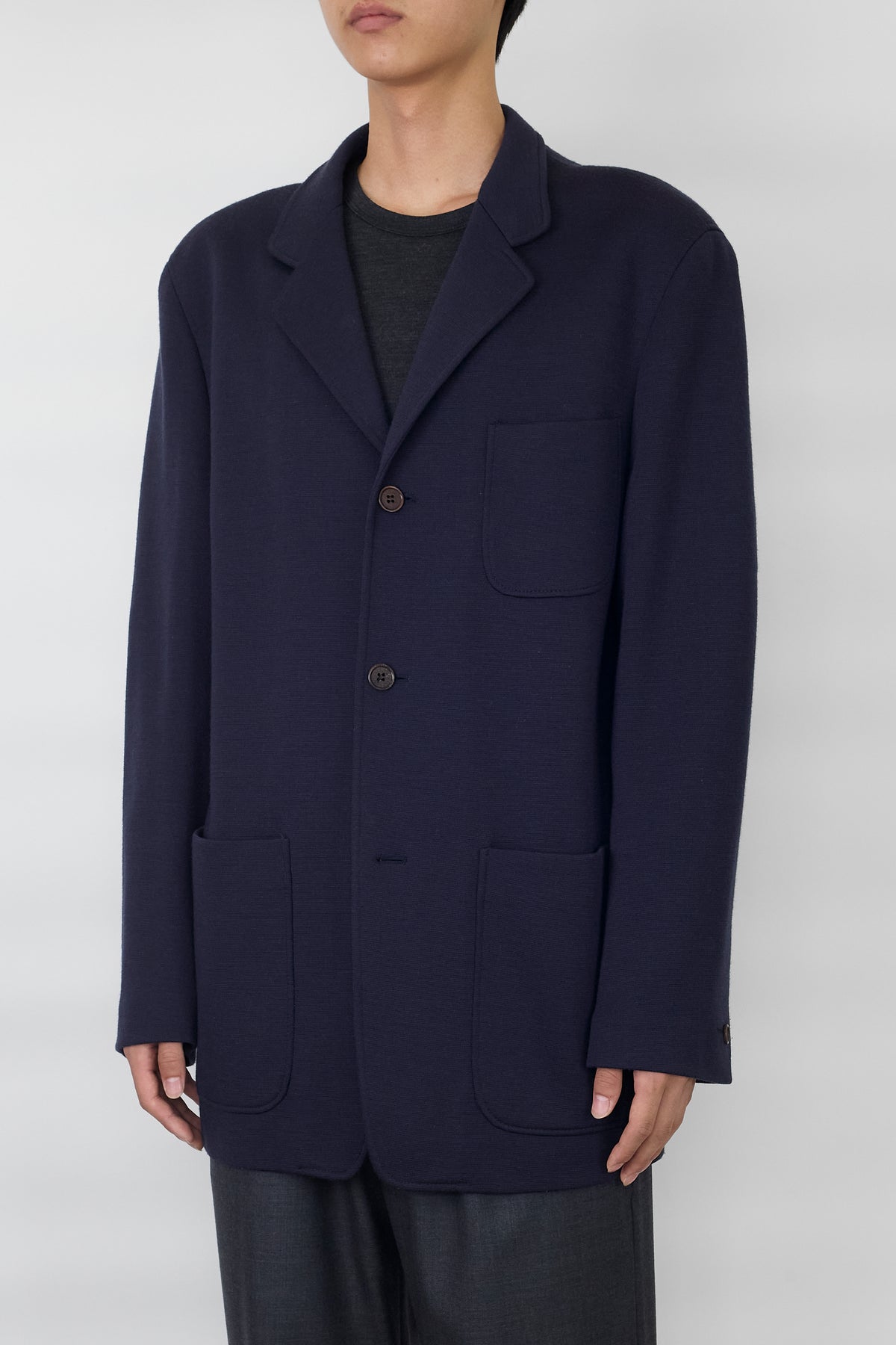 ADOLFO DOMINGUEZ NAVY WOOL JACKET MADE IN SPAIN