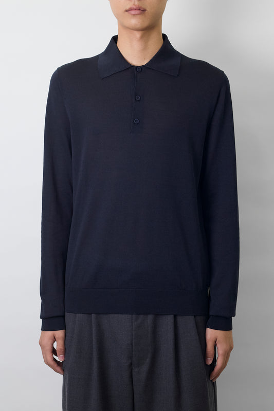 PRADA BLACK SILK KNIT POLO SHIRT MADE IN ROMANIA
