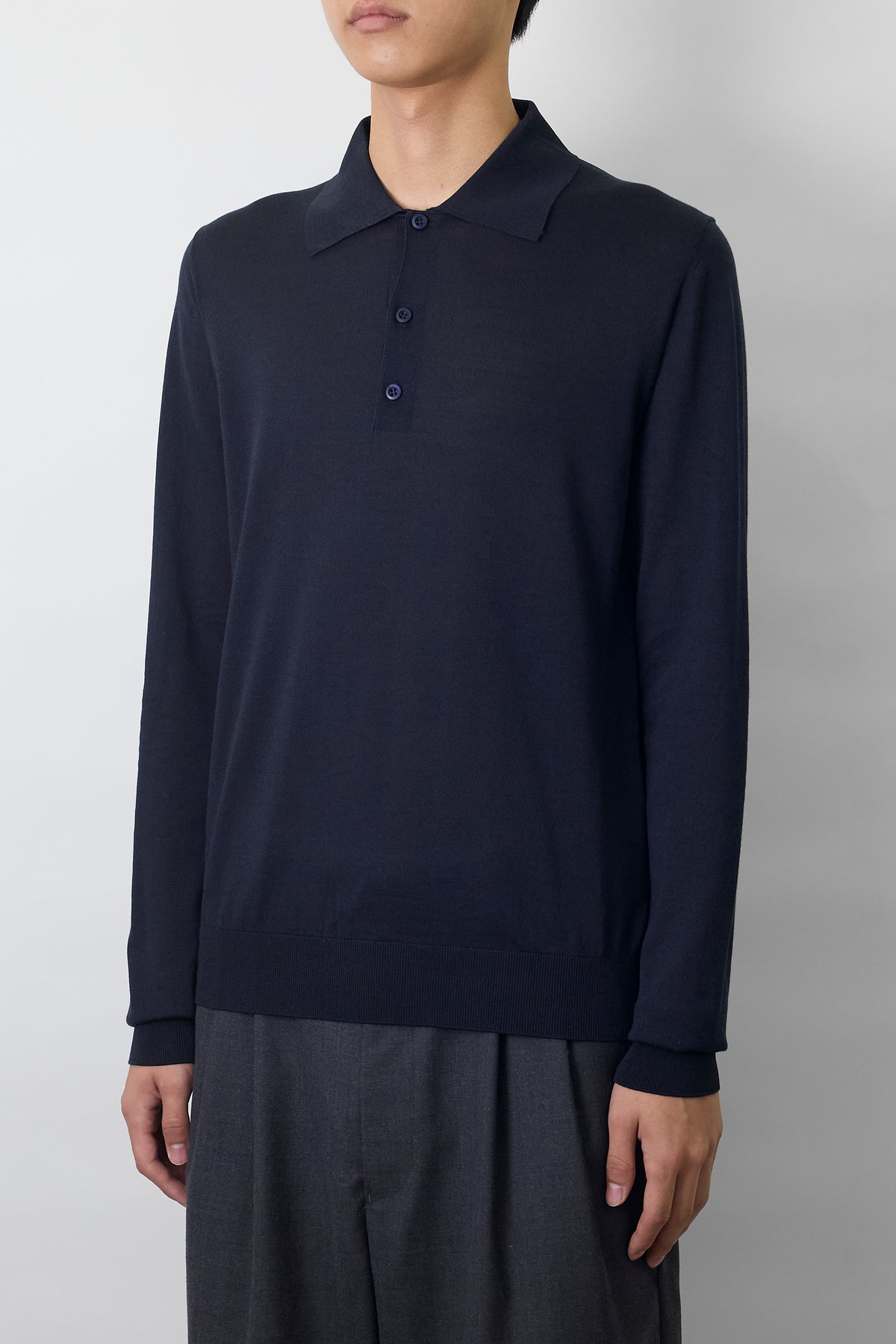 PRADA BLACK SILK KNIT POLO SHIRT MADE IN ROMANIA