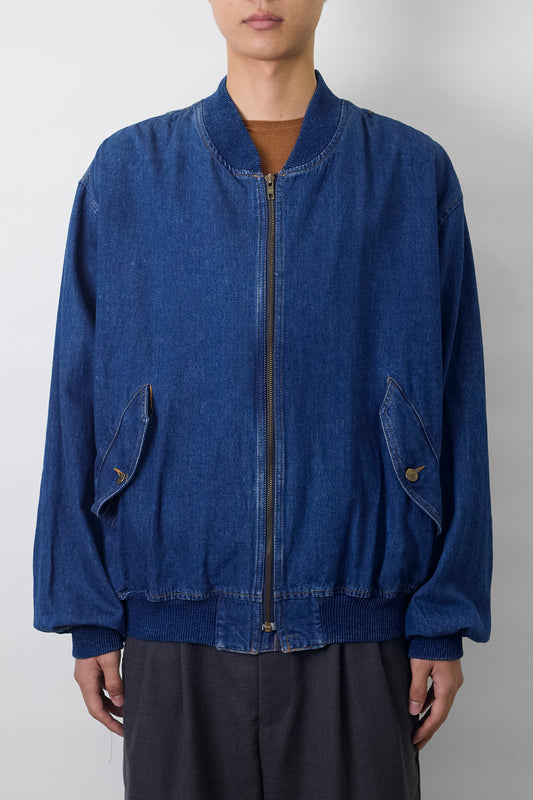 EMPORIO ARMANI INDIGO DENIM SHORT BOMBER JACKET MADE IN ITALY