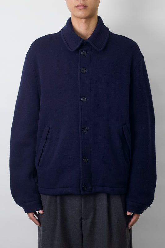 DOLCE&GABBANA NAVY WOOL KNIT BOMBER JACKET MADE IN ITALY