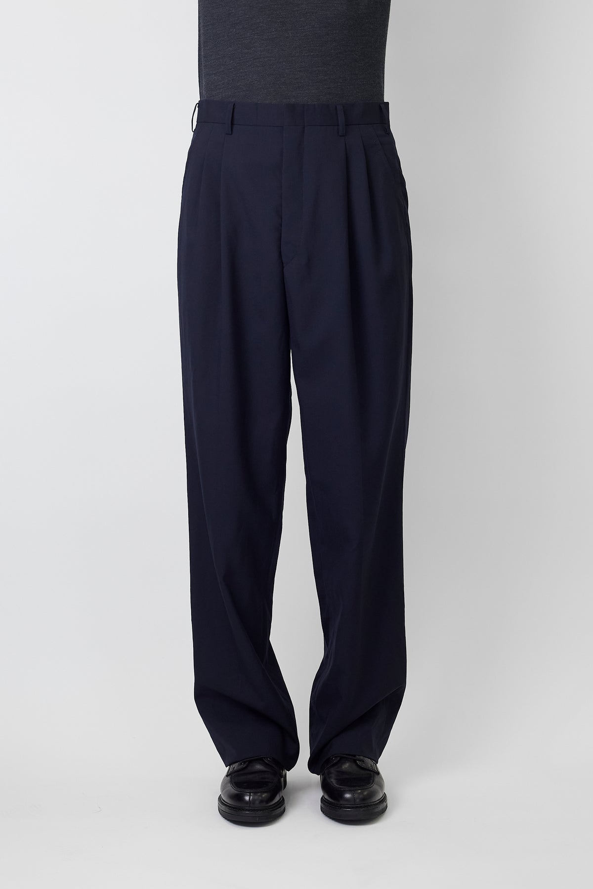 BURBERRY NAVY WOOL WIDE PANTS