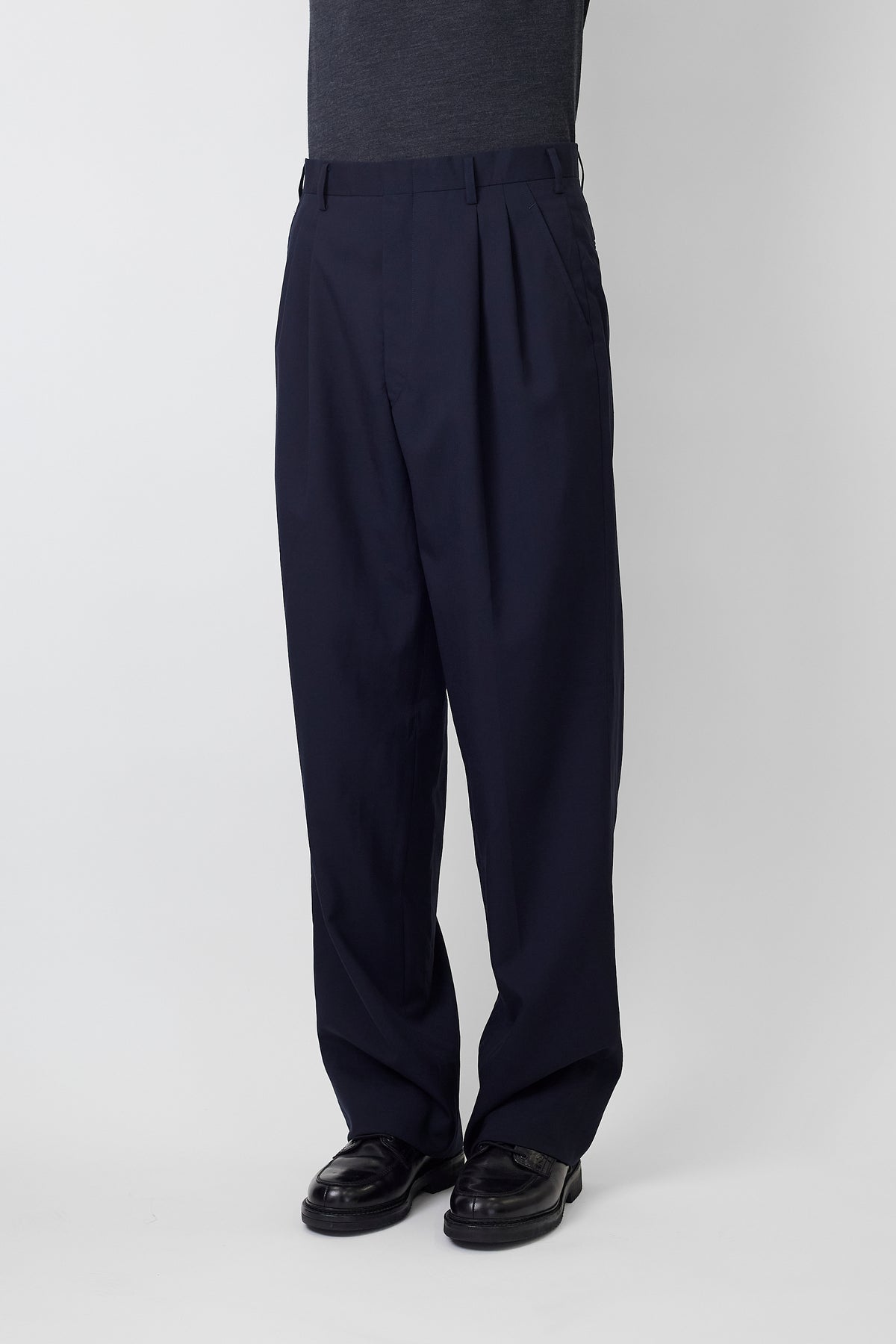 BURBERRY NAVY WOOL WIDE PANTS