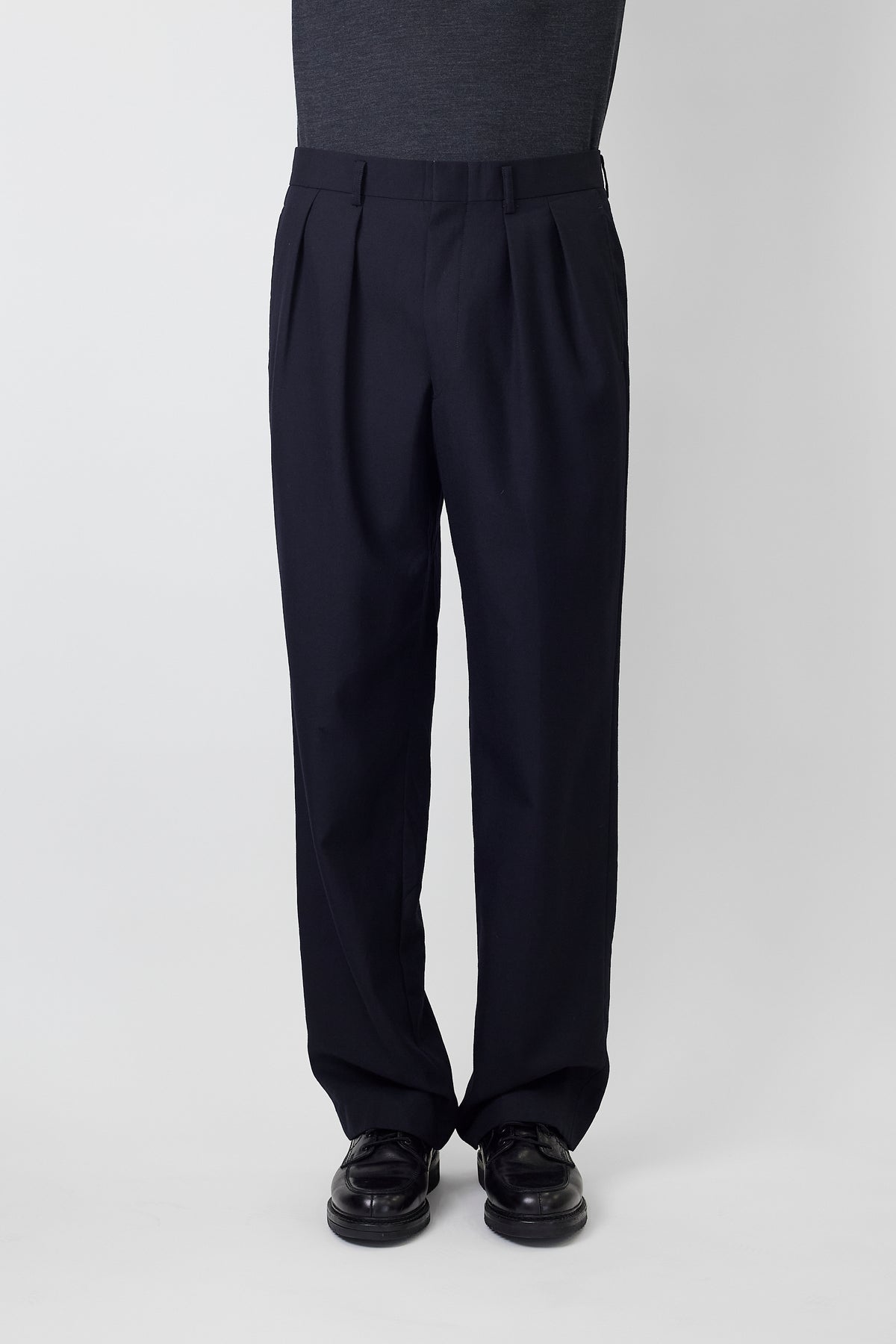 BURBERRY NAVY WOOL WIDE PANTS