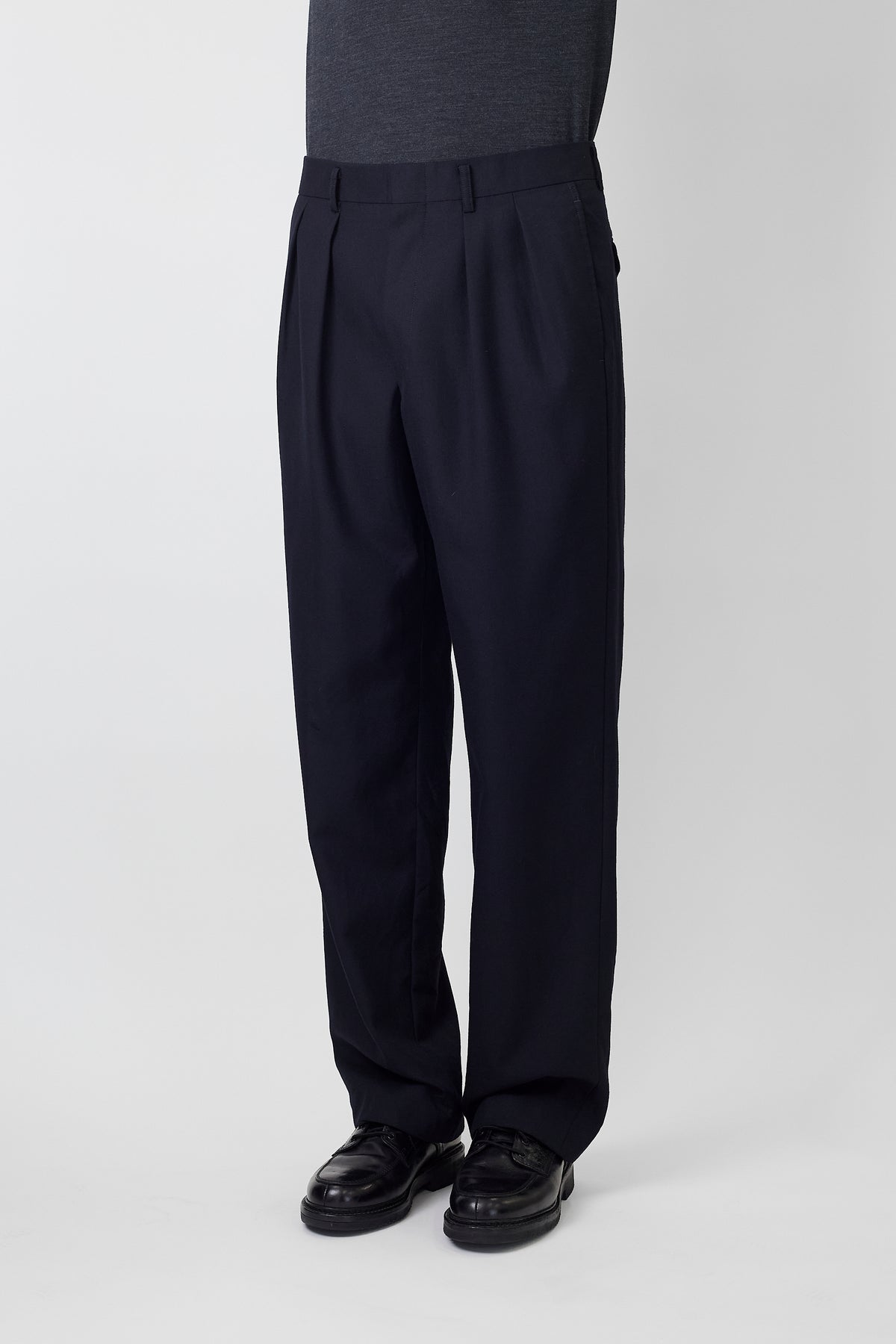 BURBERRY NAVY WOOL WIDE PANTS