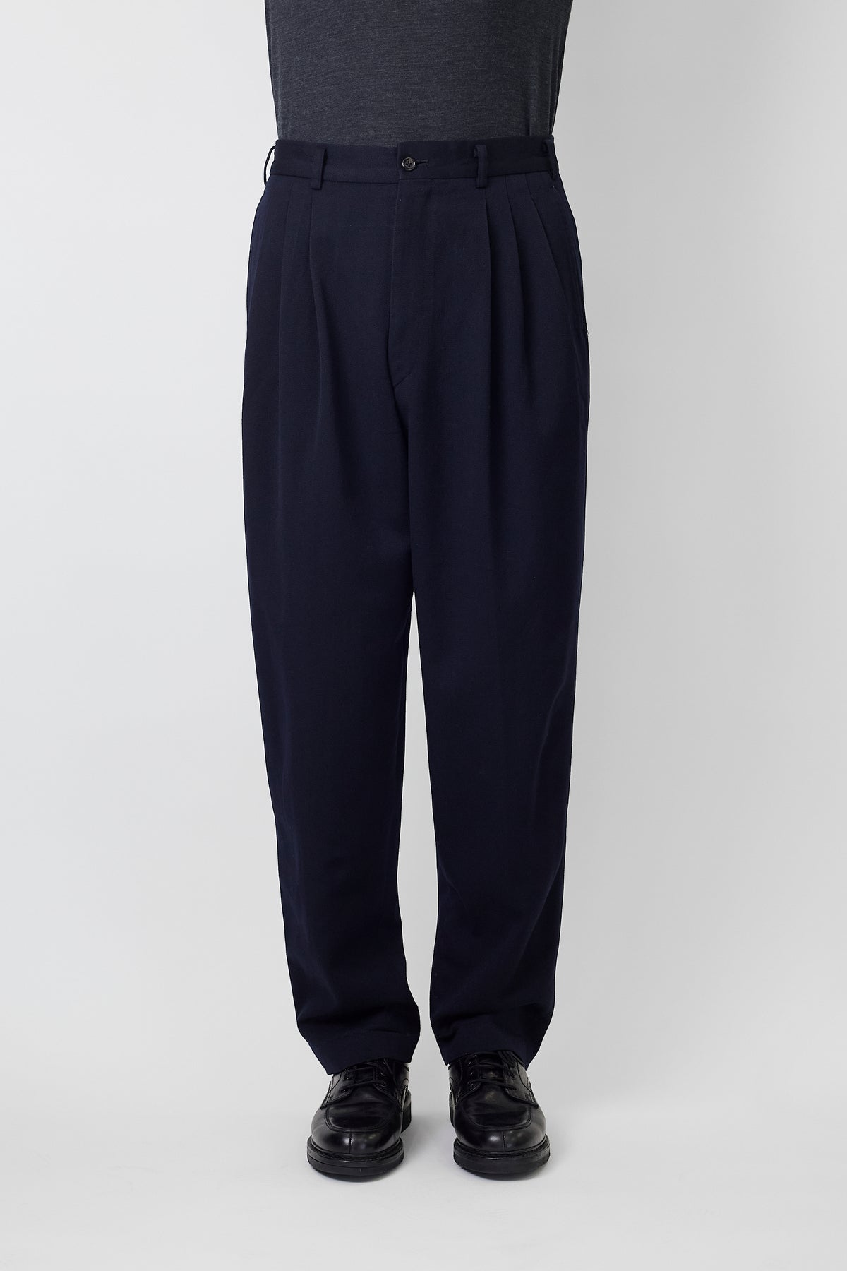GIORGIO ARMANI NAVY WOOL WIDE PANTS MADE IN ITALY