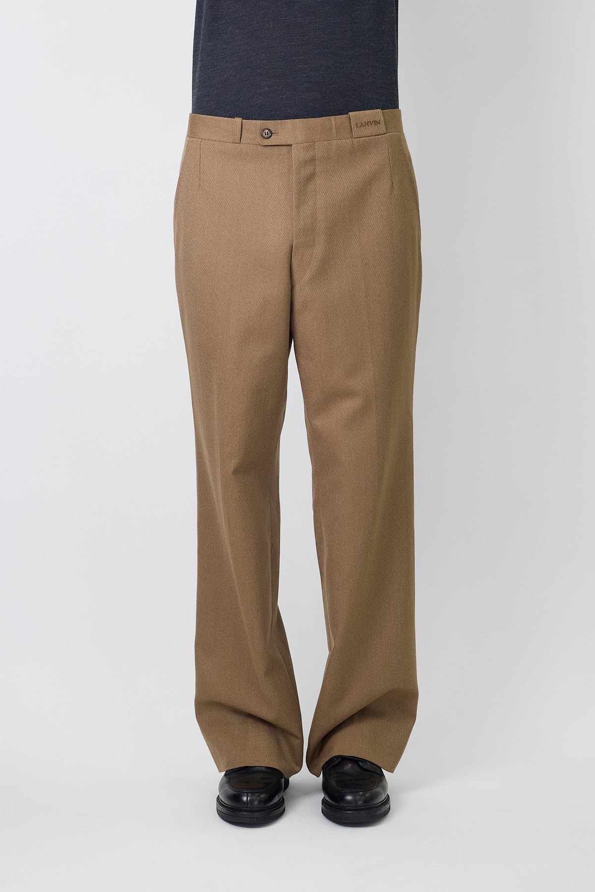 LANVIN BROWN WOOL WIDE FLARE PANTS