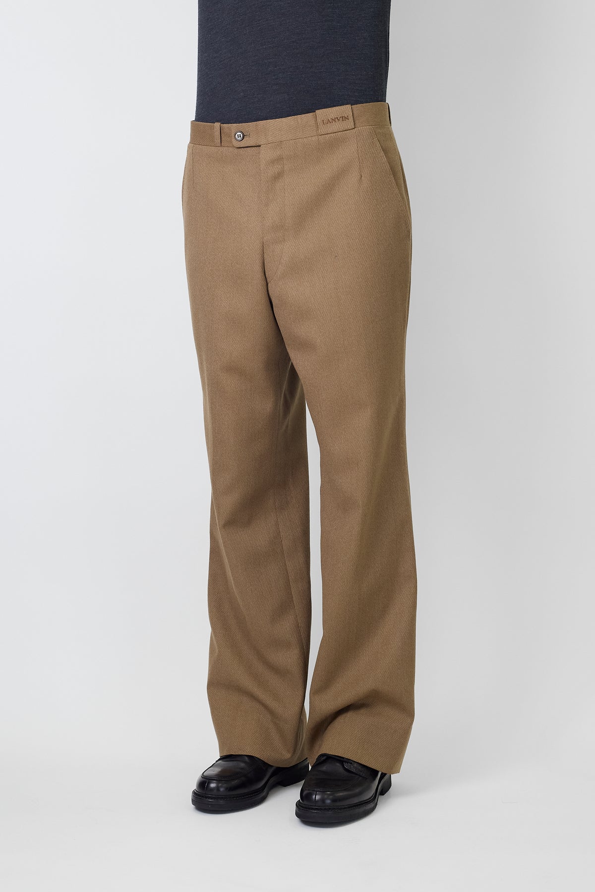 LANVIN BROWN WOOL WIDE FLARE PANTS