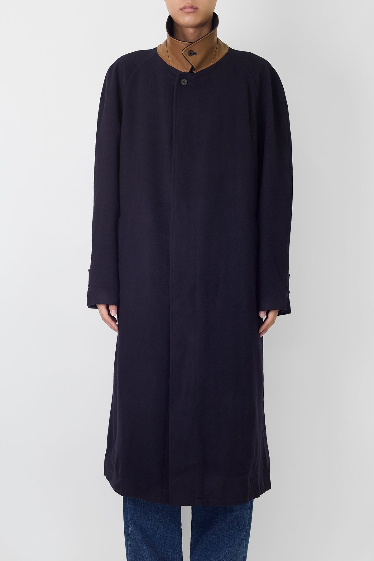 SCHINEIDERS SALZBURG NAVY ANGORA WOOL LONG COAT MADE IN AUSTRIA