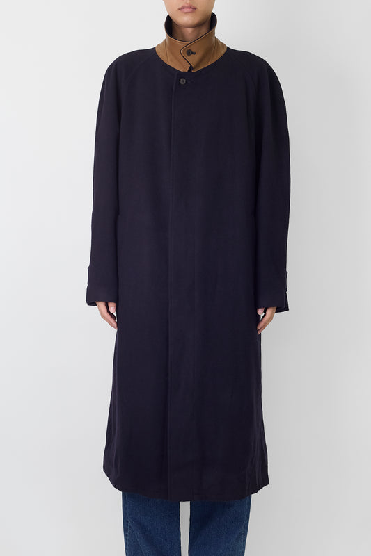 SCHINEIDERS SALZBURG NAVY ANGORA WOOL LONG COAT MADE IN AUSTRIA
