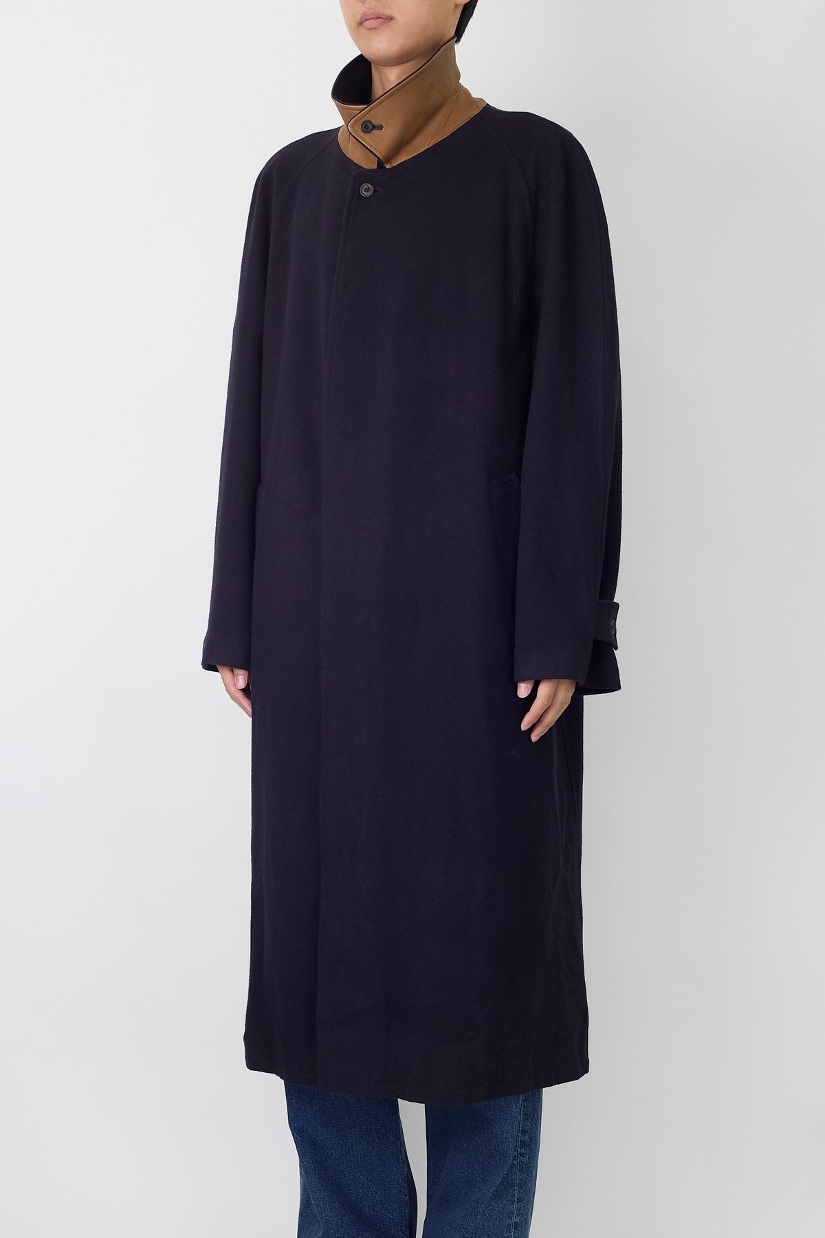 SCHINEIDERS SALZBURG NAVY ANGORA WOOL LONG COAT MADE IN AUSTRIA