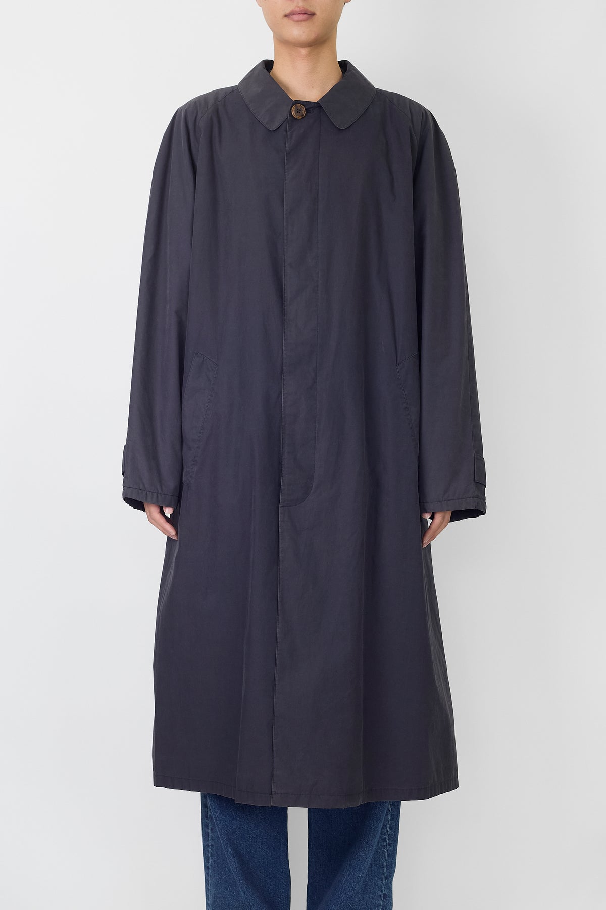 GIORGIO ARMANI NAVY COTTON LONG COAT MADE IN ITALY