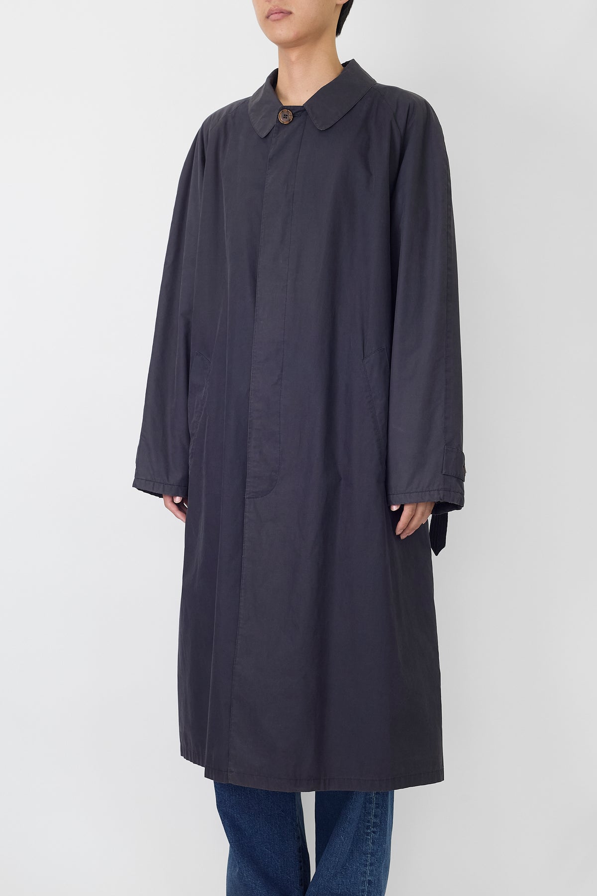 GIORGIO ARMANI NAVY COTTON LONG COAT MADE IN ITALY