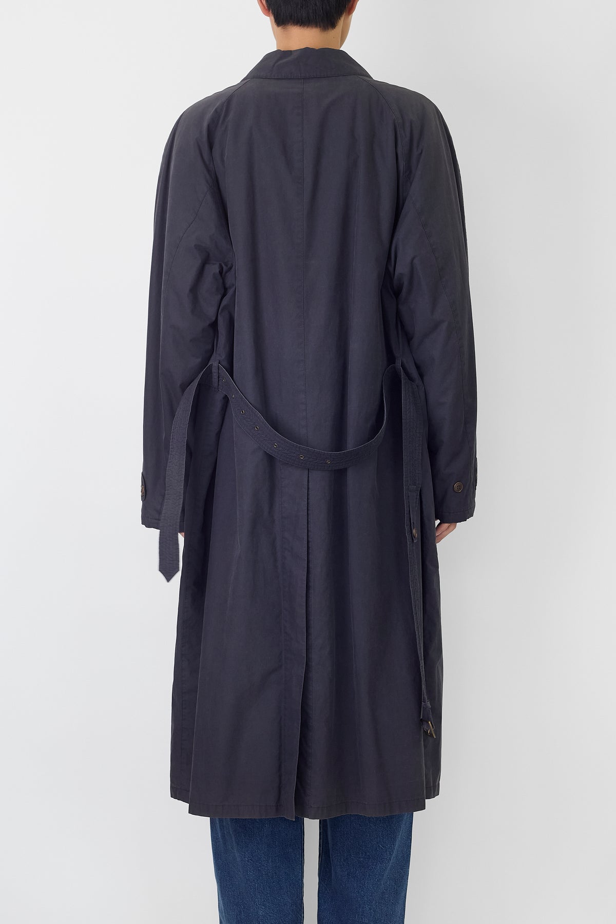 GIORGIO ARMANI NAVY COTTON LONG COAT MADE IN ITALY
