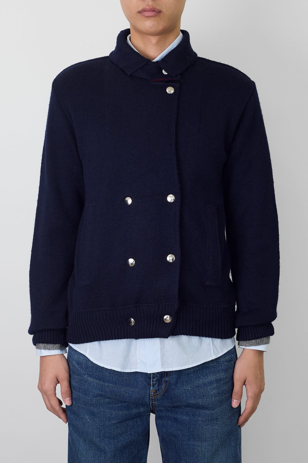 VINTAGE DESIGNED NAVY RED WOOL KINT