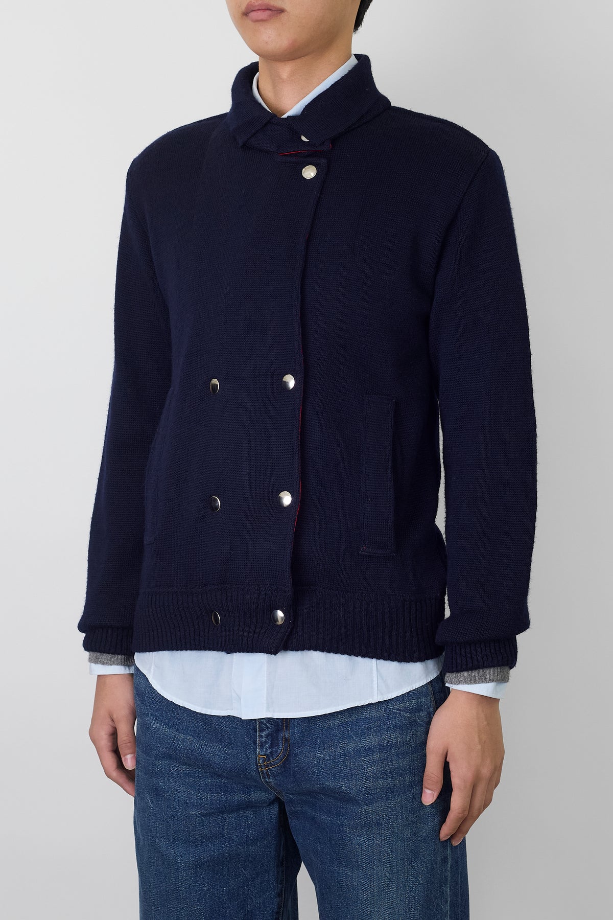 VINTAGE DESIGNED NAVY RED WOOL KINT
