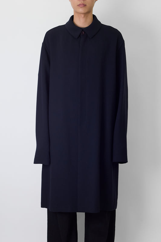 GIORGIO ARMANI BLACK NAVY WOOL COAT MADE IN ITALY