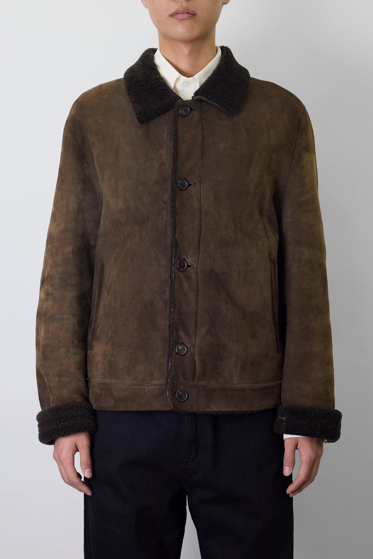 PRADA BROWN SHEEP LEATHER SHORT JACKET MADE IN ITALY