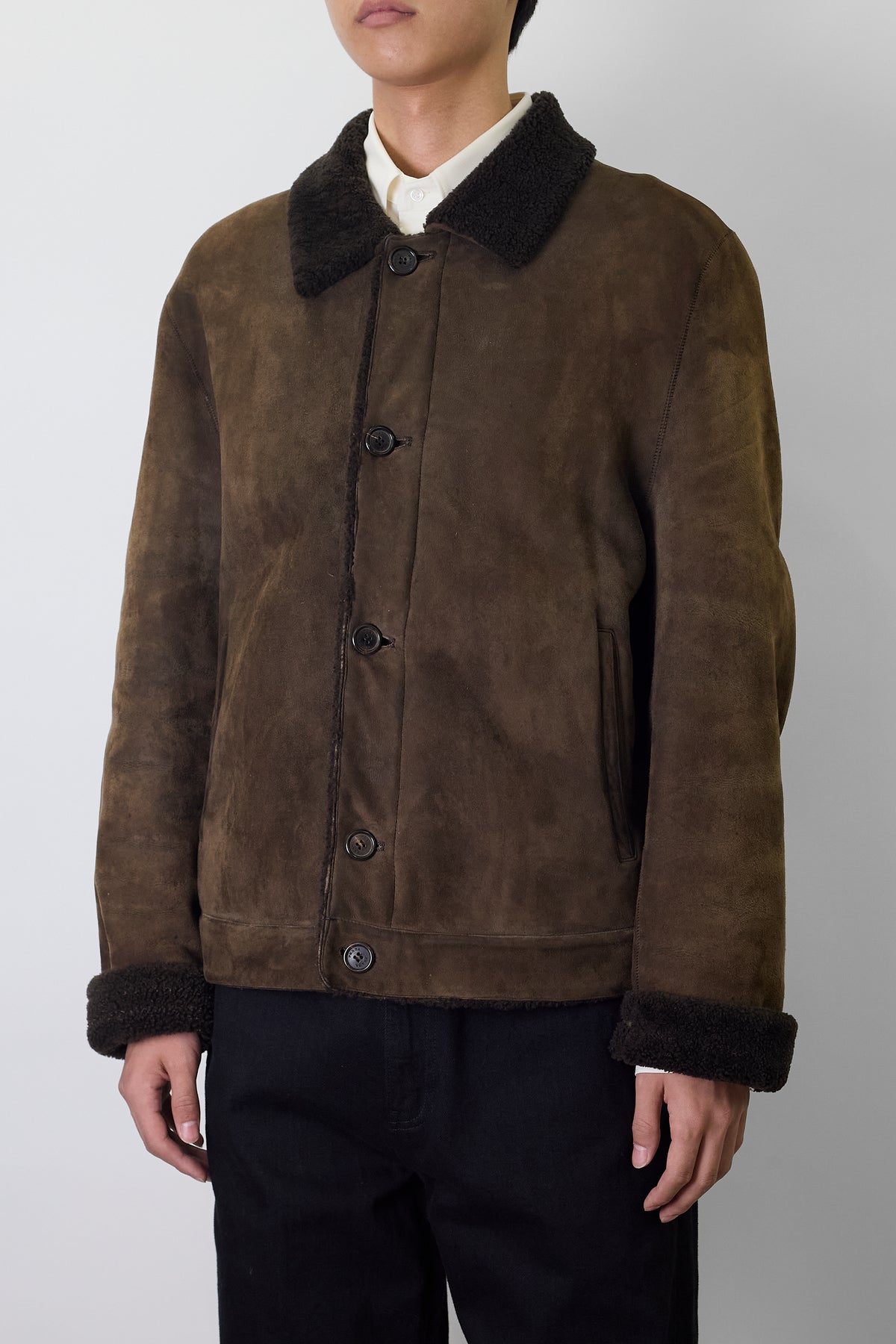 PRADA BROWN SHEEP LEATHER SHORT JACKET MADE IN ITALY
