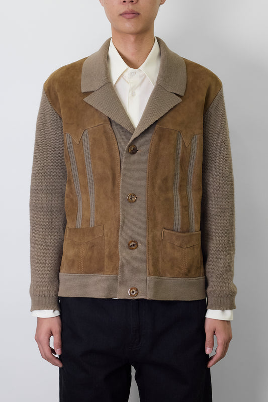 VINTAGE DOKING BEIGE WOOL LEATHER KNIT JACKET