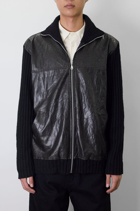 VINTAGE DESIGNED BLACK ZIP UP KNIT MADE IN FRANCE