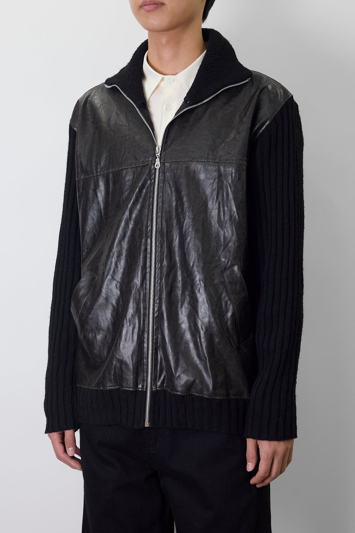 VINTAGE DESIGNED BLACK ZIP UP KNIT MADE IN FRANCE