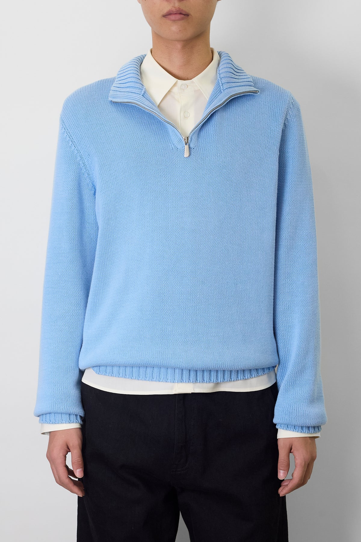 MALO SKY BLUE COTTON KNIT MADE IN ITALY