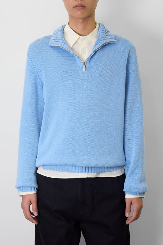 MALO SKY BLUE COTTON KNIT MADE IN ITALY